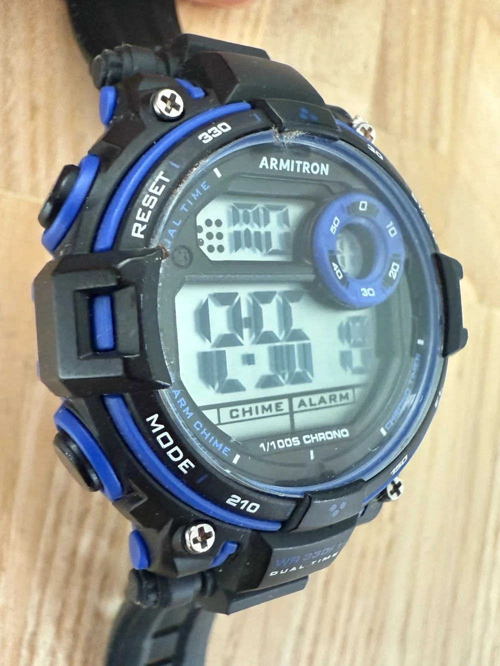 Armitron digital blue and black sport watch NEW BATTERY